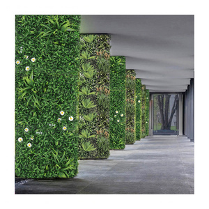 P170 Outdoor Decoration Privacy Screen Faux Bamboo Leaf with White Flower Hedge Fence Backdrop Artificial Grass Wall Panels