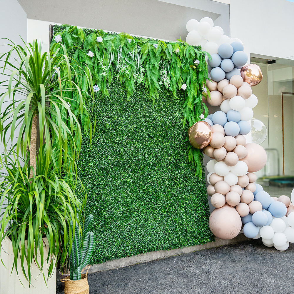 B002 Wall Art Home Decor Custom Birthday Artificial Plant Hedge Panel Grass Background for Party Decoration Set