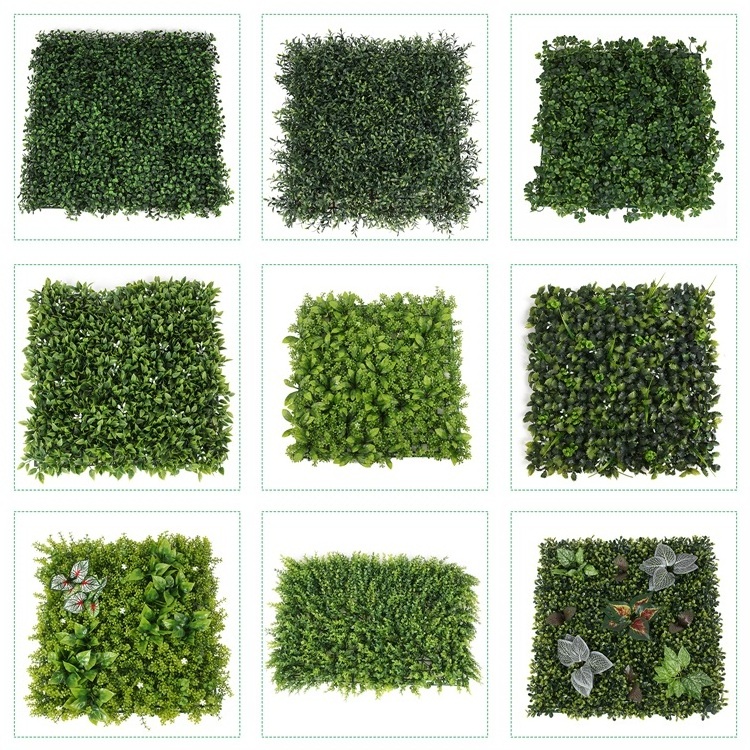 pq-72 Fake Decorative Outdoor Panels Grass Fence Artificial Hedge Fence Landscape Plant Green Leaf Wall Panels