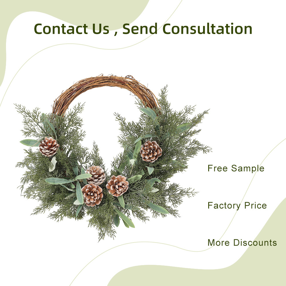 H-42 Holiday Green Pine Garland Wood Cypress Pinecone Wreath with Pinecone for Other Christmas Decorations