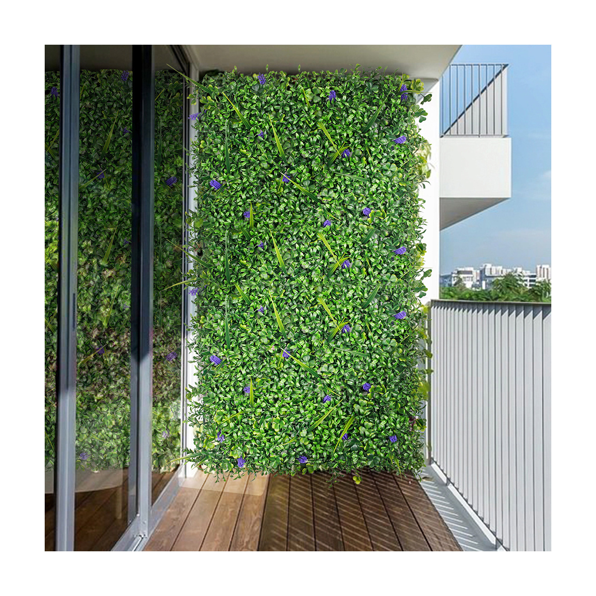 P3-6 12pcs 3D Design Vertical Greenery Faked Green Foliage Panel Artificial Hedge Wall for Home Garden Shop Decor