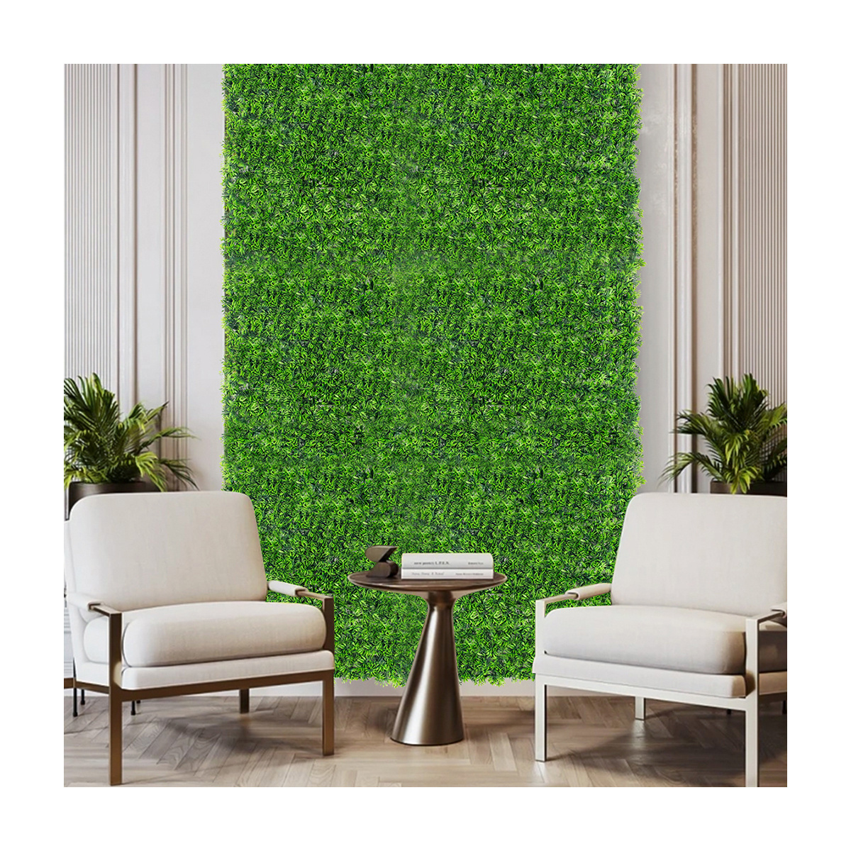 P3-6 12pcs 3D Design Vertical Greenery Faked Green Foliage Panel Artificial Hedge Wall for Home Garden Shop Decor