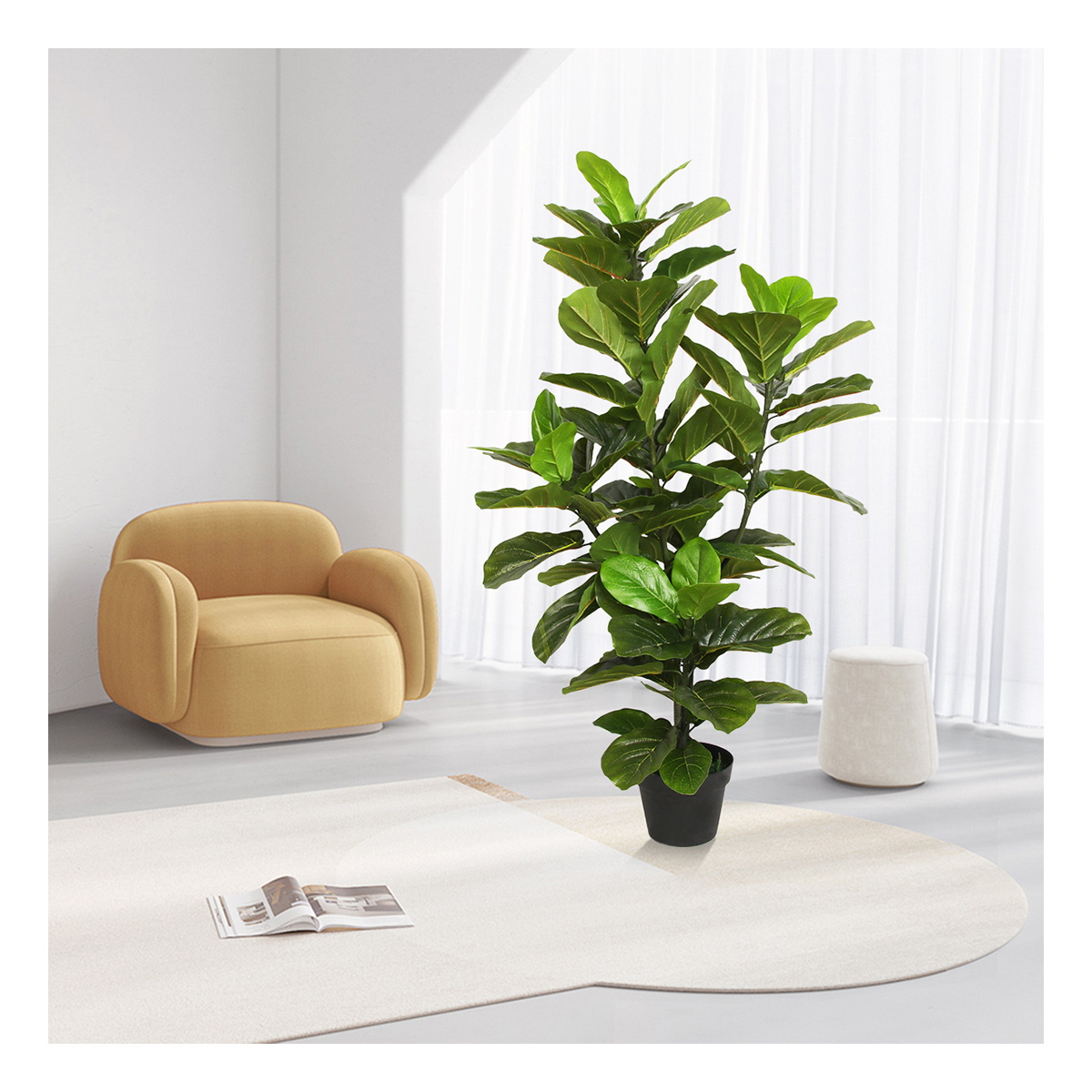 PZ-4-25 Hot Sale Faked Ficus Lyrata Plant Artificial Decorative Large Leaf Trees for Modern Home Decor