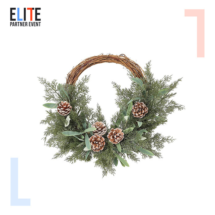 H-42 Holiday Green Pine Garland Wood Cypress Pinecone Wreath with Pinecone for Other Christmas Decorations