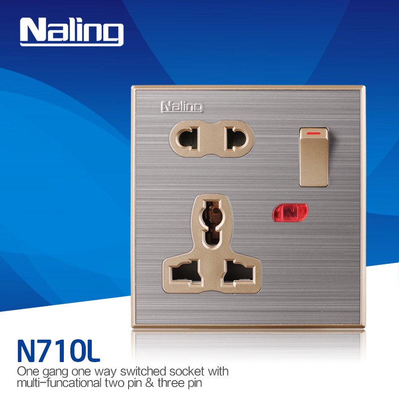 Naling New type 13A Multi 3 pin Electrical Switch Socket