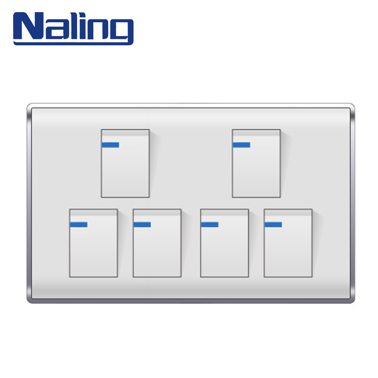 Naling Import China Goods Morden Smart 7 Gang 2 Way 6 Pin Pakistan Wall Switch And Socket