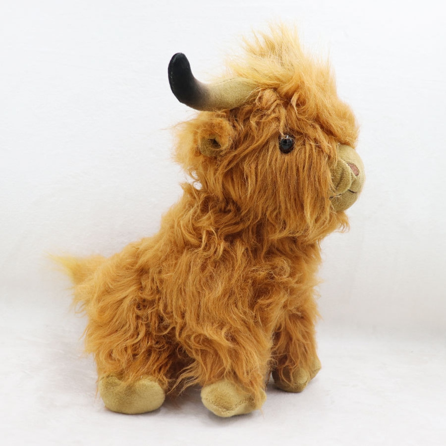 2024 Hot Selling Unisex Scottish Highland Cow Plush Toys Factory Wholesale Simulation Cattle with PP Cotton Filling