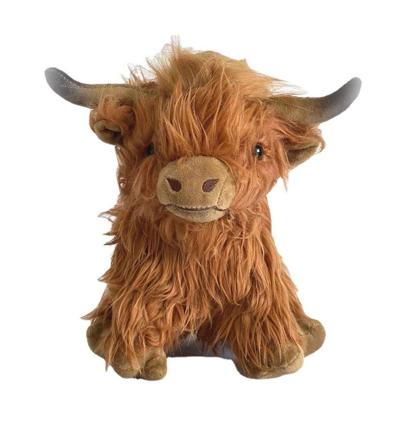 2024 Hot Selling Unisex Scottish Highland Cow Plush Toys Factory Wholesale Simulation Cattle with PP Cotton Filling