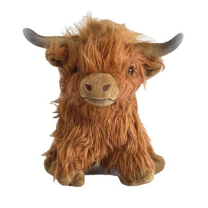 2024 Hot Selling Unisex Scottish Highland Cow Plush Toys Factory Wholesale Simulation Cattle with PP Cotton Filling