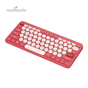 Wireless Keyboard 2.4GHz Portable Colorful Computer Keyboards Wireless Mini Compact Retro Typewriter Round Keycaps Keyboard