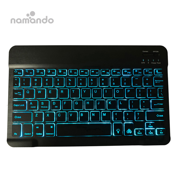 Ultra thin 7 Color LED Backlit Wireless Mini Keyboard with Blue tooth Tablet Keyboard  For Android/Mac/OS Windows Tablet Phone