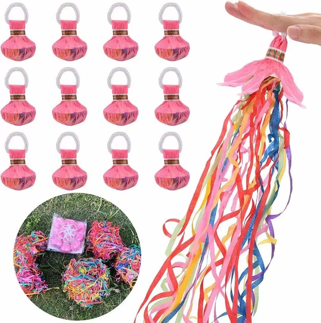 Wholesale Biodegradable No Mess Streamer Pink Party Streamer Confetti Popper for Wedding Birthday Party