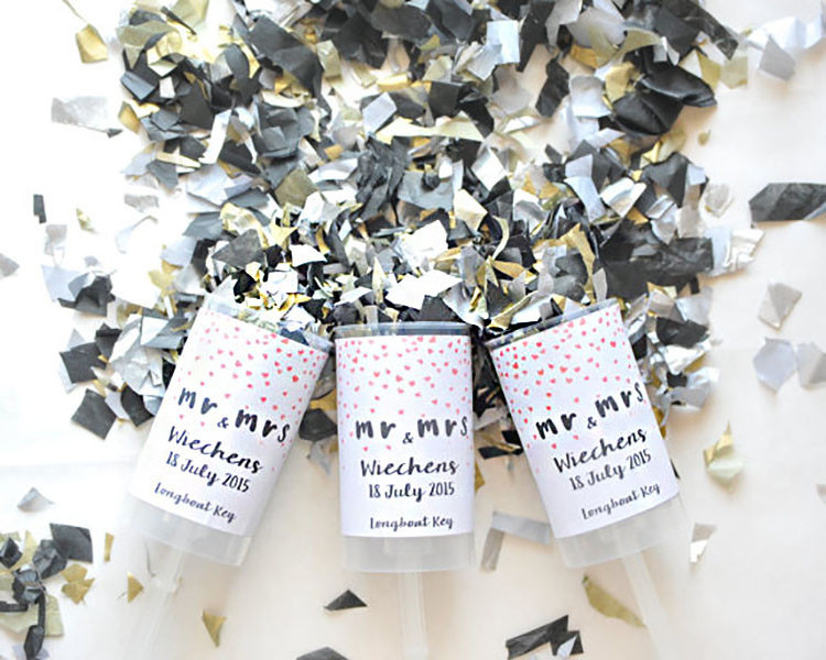 Crystal Wedding Favors Paper Foil Bulk Push Pop Containers with Eco Confetti