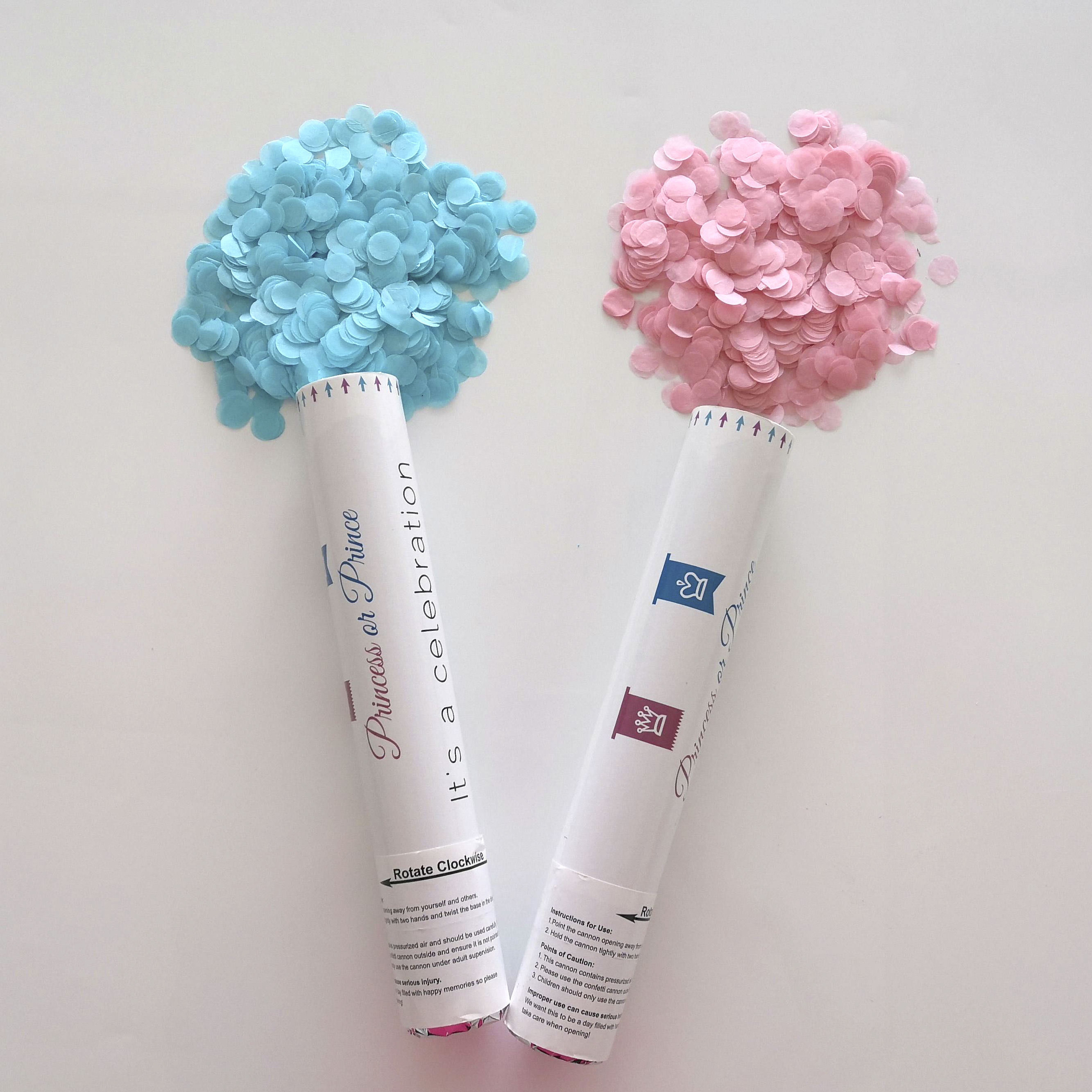 Eco Friendly Gender Reveal Blue & Pink Confetti Cannon Popper