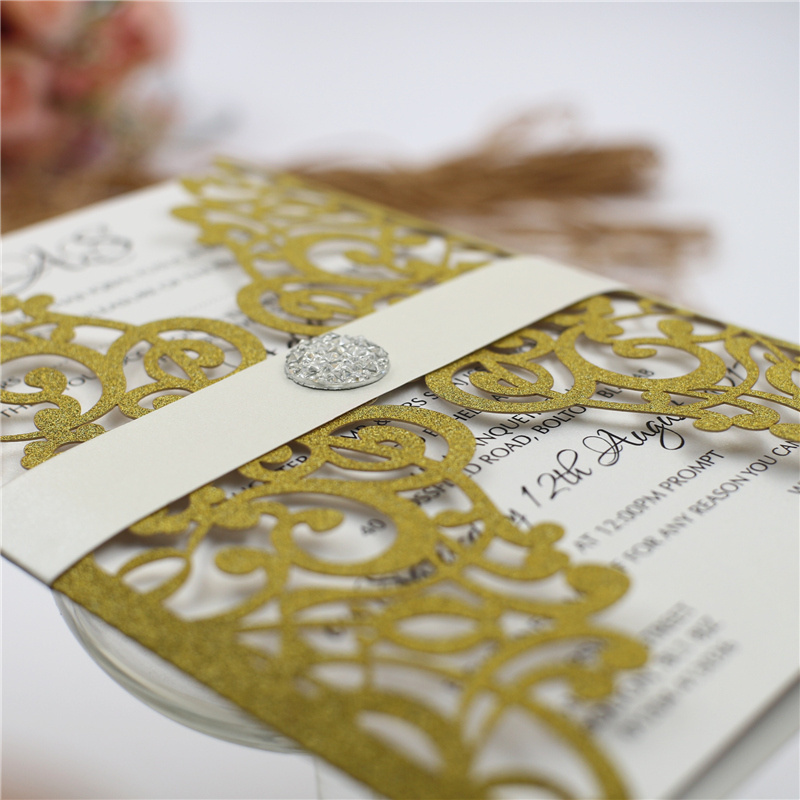 Laser Cut Wedding Invitation Paper Card with Envelope