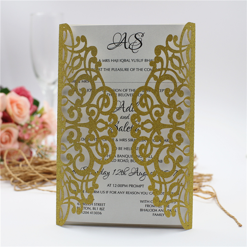 Laser Cut Wedding Invitation Paper Card with Envelope