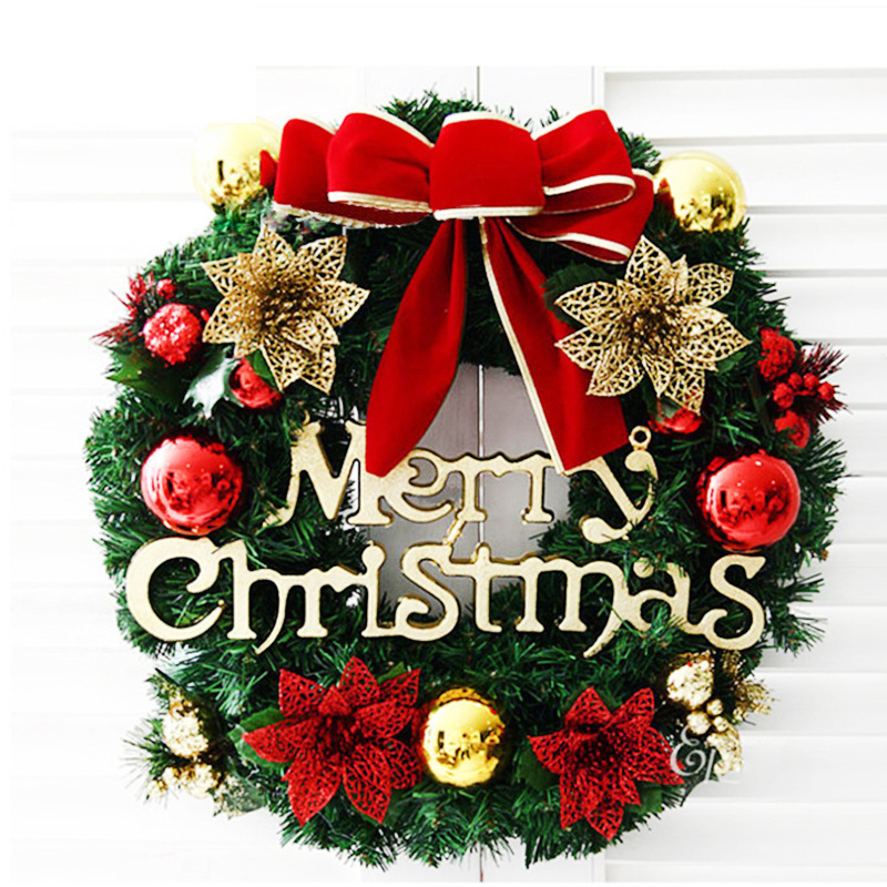 Christmas Decoration Needle Wreath Artificial Decorated Plush Cloth Plastic Planting Rattan Christmas Party Garland Wreath