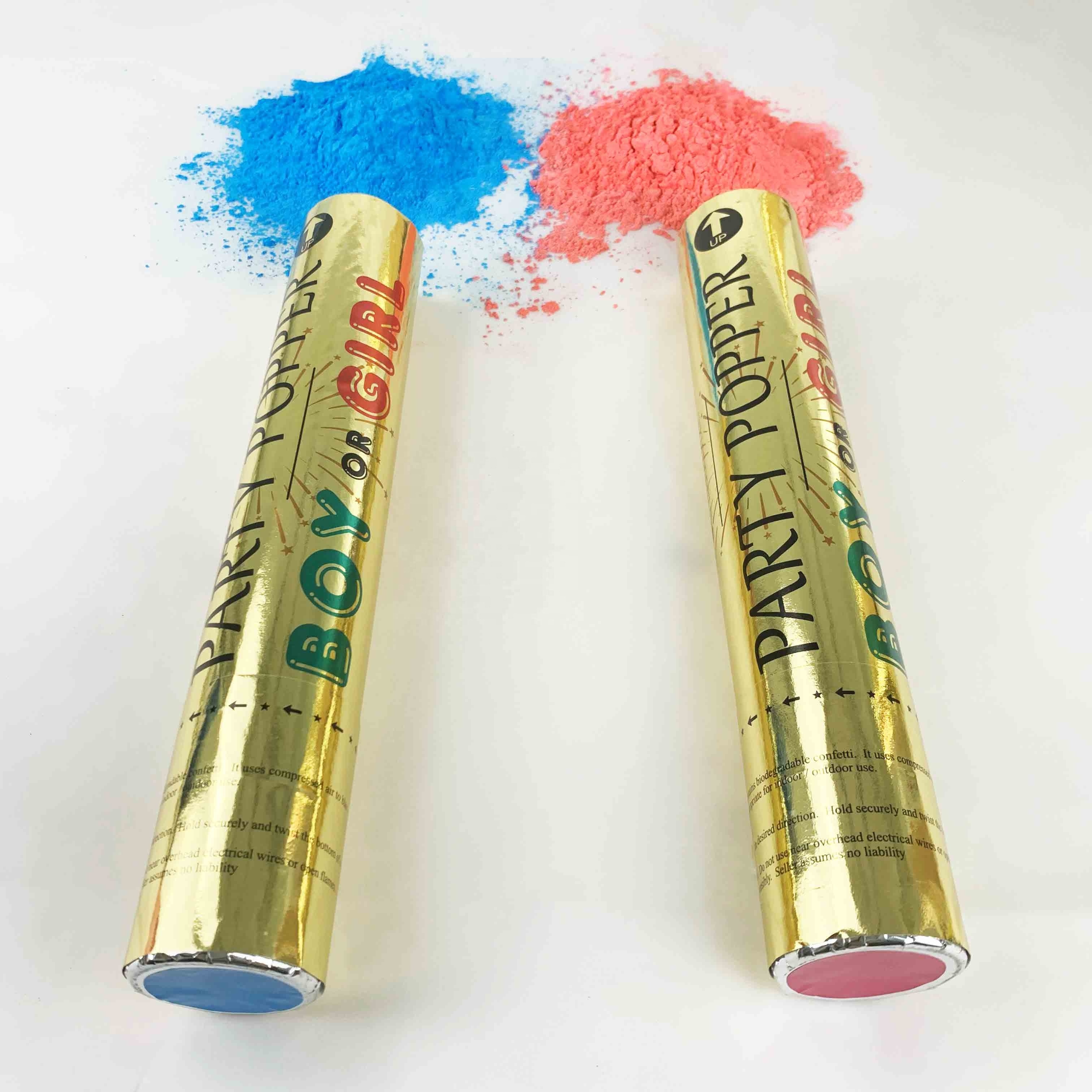 Biodegradable Party Supplies Blue &Pink Powder Confetti Cannon Boy or Girl Gender Reveal Cannon for Gender Reveal Decoration