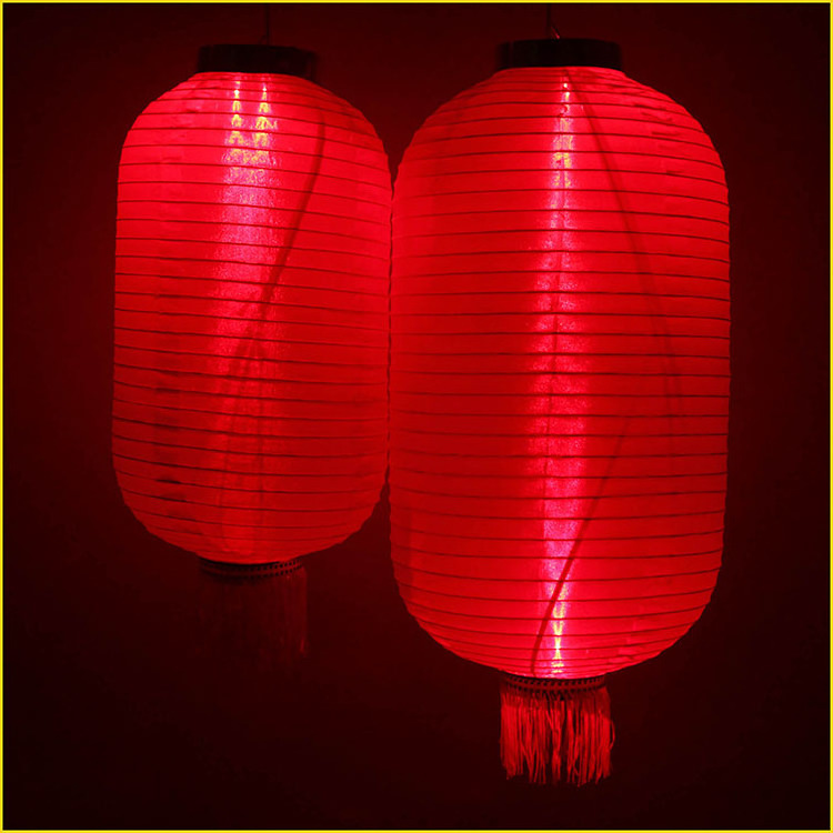 Traditional Chinese New Year Red Hanging Nylon Fabric Lantern