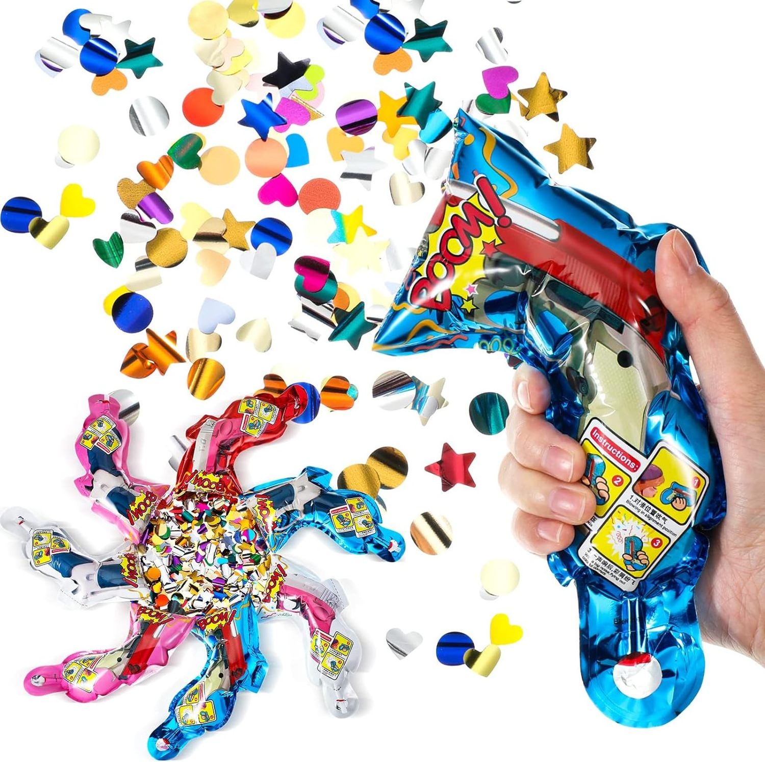 Popular Pistol Shape Foil Metallic Confetti Handheld Fireworks Gun Toys