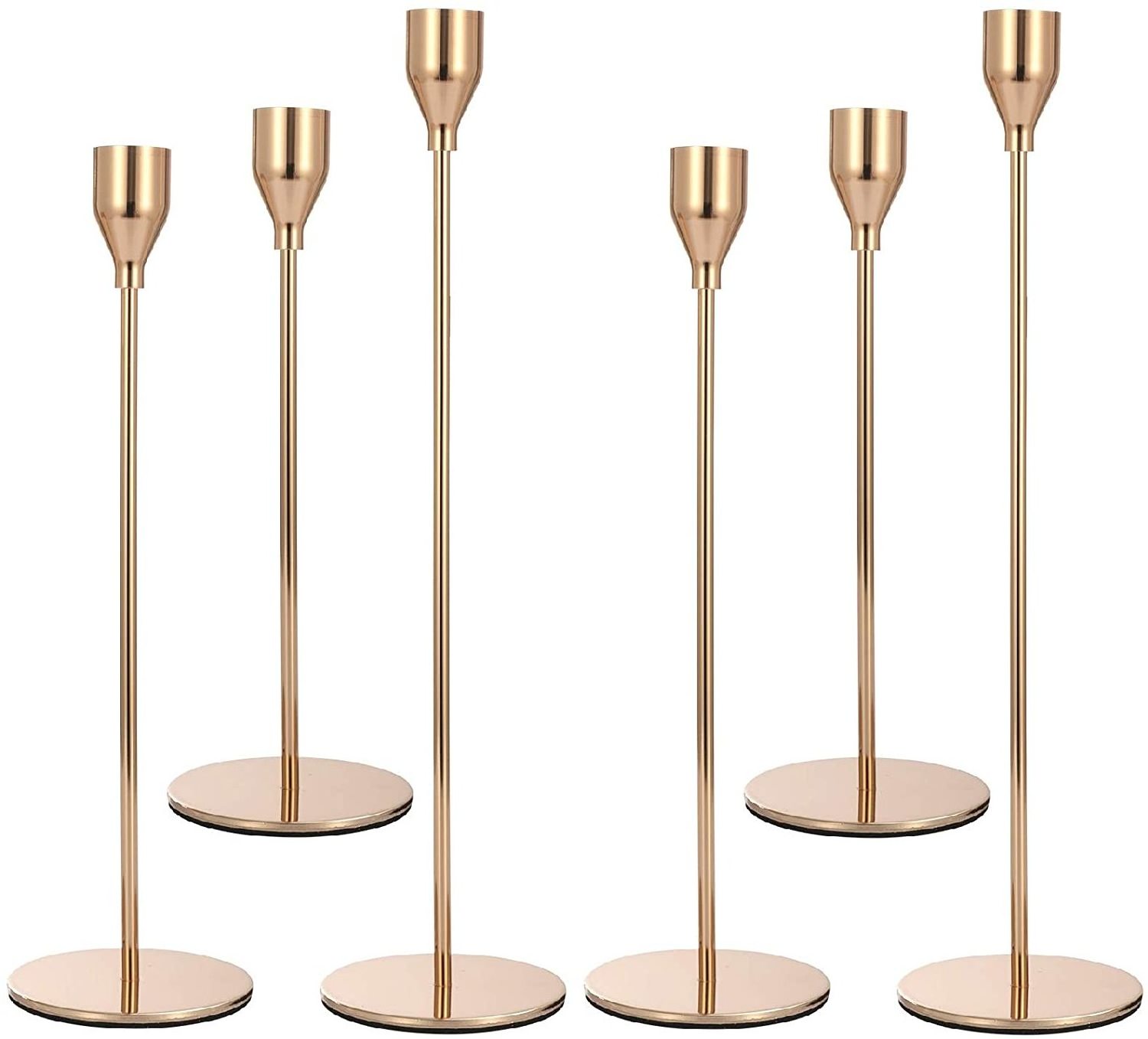 Gold Candle Stick Candlestick Set of 3 Metal Tall Candle Stand for Taper Candles Decorative Centerpiece for Party