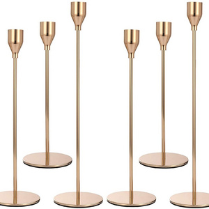 Gold Candle Stick Candlestick Set of 3 Metal Tall Candle Stand for Taper Candles Decorative Centerpiece for Party