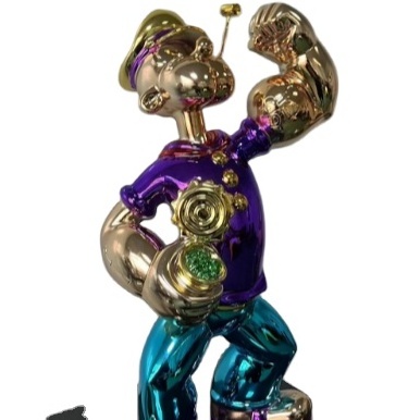 Hot Sale Good Quality Popeye Life Size Stainless Steel Painting Electroplate Pop Art Popeye Statue Kaw Figure Sculpture