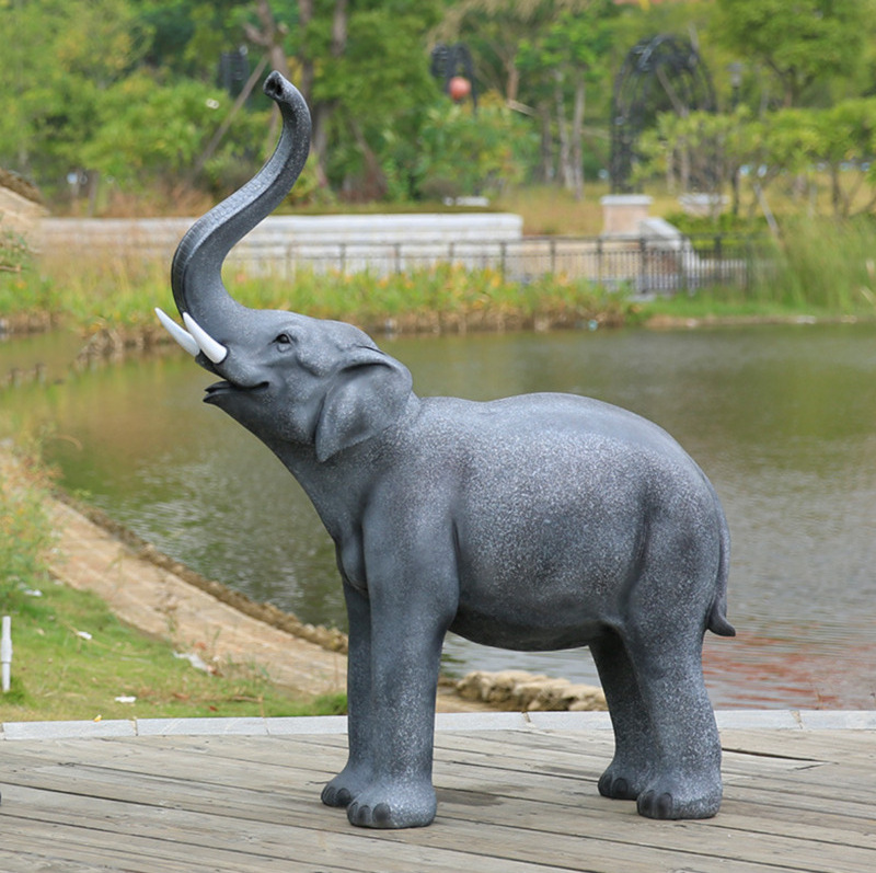 Animal Sculpture Fiberglass Statue Elephant Statue Outdoor Realistic Design Shopping Mall Displays Sculptures