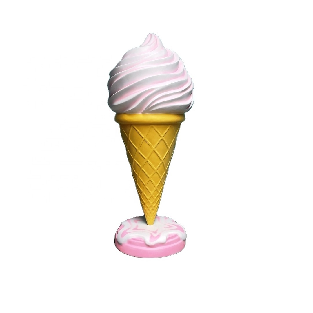 Hot Sale Pop Art Outdoor giant ice cream cones sculpture fiber glass sweet ice cream sculpture for party decoration