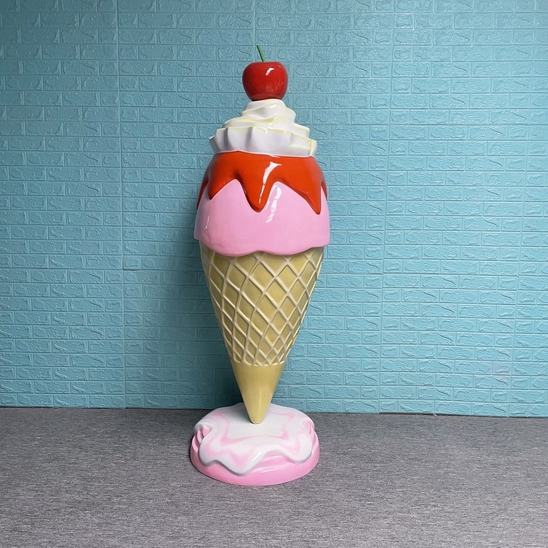 Hot Sale Pop Art Outdoor giant ice cream cones sculpture fiber glass sweet ice cream sculpture for party decoration