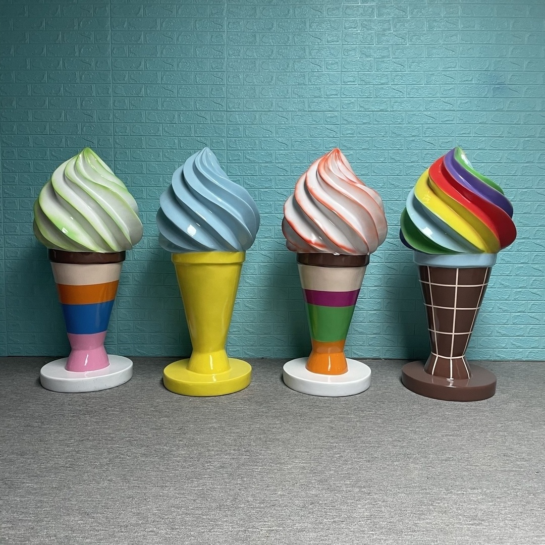 Large Size Standing Floor Party Decoration Fiberglass Ice Cream Cone Props Sculpture Ice Cream Models