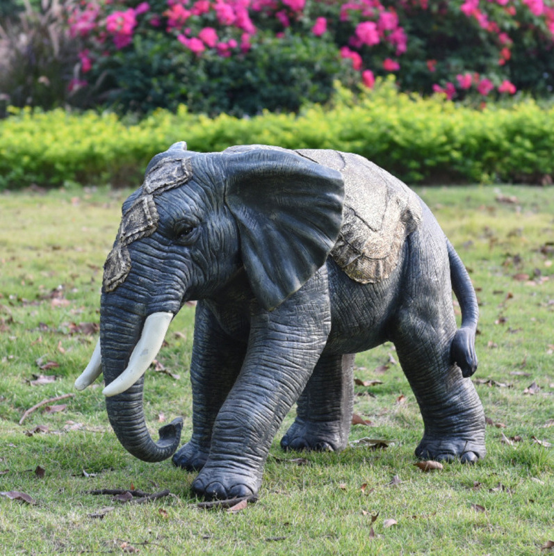 Animal Sculpture Fiberglass Statue Elephant Statue Outdoor Realistic Design Shopping Mall Displays Sculptures