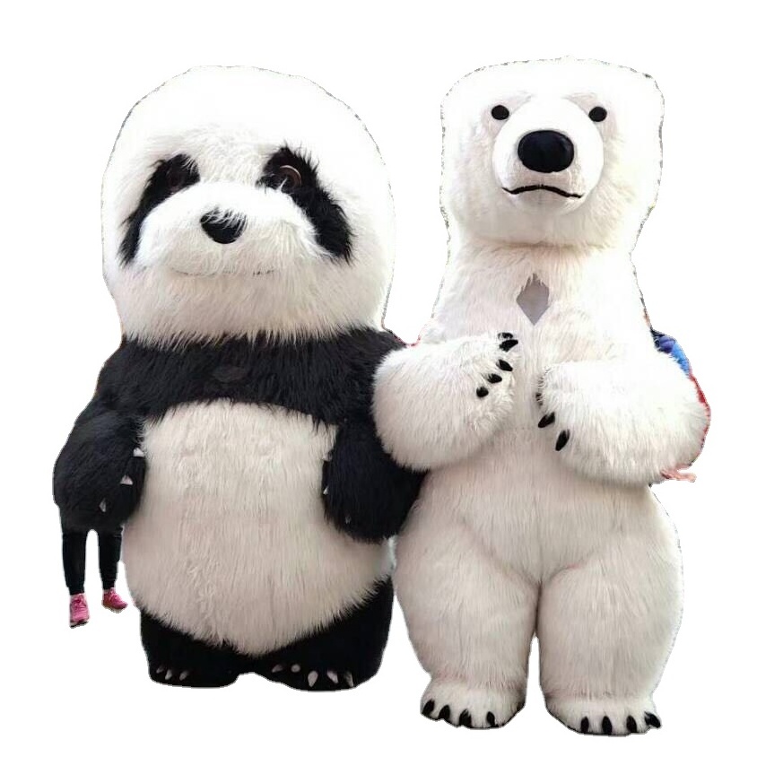 High quality CE 2M/2.6M/3M plush Inflatable Animal Panda and Bear Mascot Costume For Adults