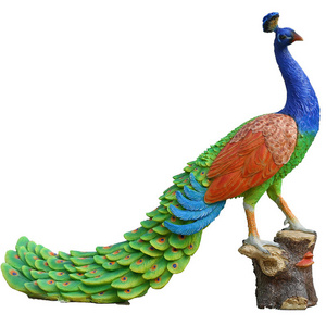 Custom Made Outdoor Zoo Park Decoration Realistic Life Size Peacock Sculpture Landscape Statue