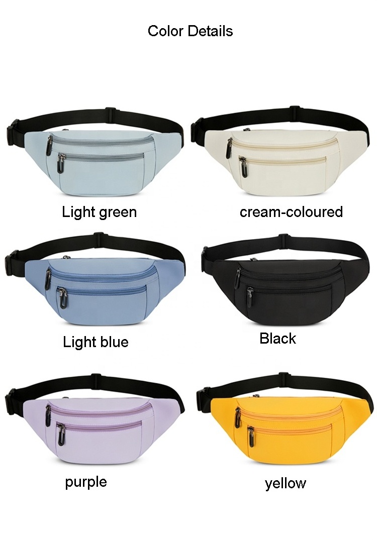 wholesale outdoor nylon sport front  pocket zipper crossbody custom logo belt bag  fanny pack for women men