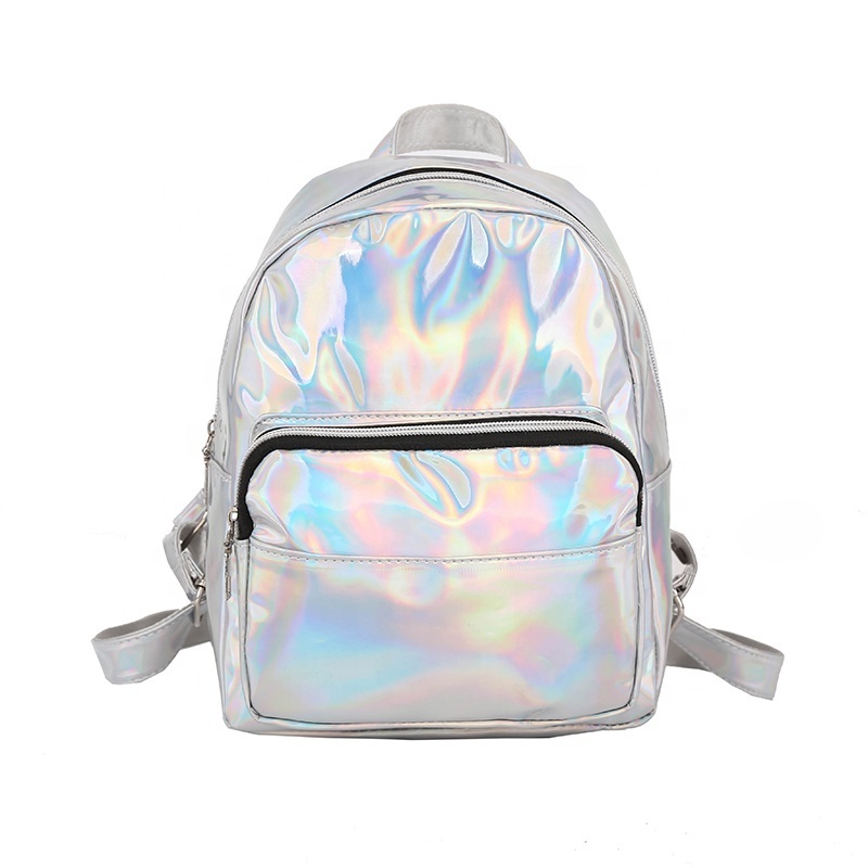 2019 new laser PU leather clear girls kids custom logo Leather Hologram shiny mini backpack