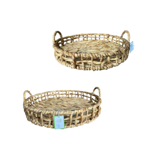 Rattan Tray With Handle Natural Round Using For Serving Coffee Tables 100% Natural Material From Vietnam Factory