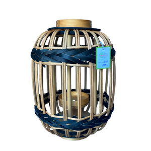 Bamboo Lantern Candle Holder Round Vintage Candle Lantern With Glass For Home Indoor Decorations Made In Vietnam Factory