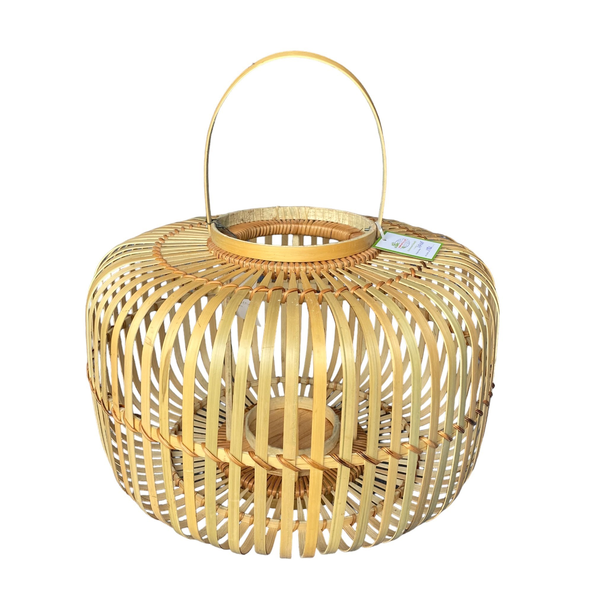 Weaving Solar Lantern Portable Outdoor Hanging 100% Natural Material Garden Solar Lamp With Solar Panel From Vietnam Factory