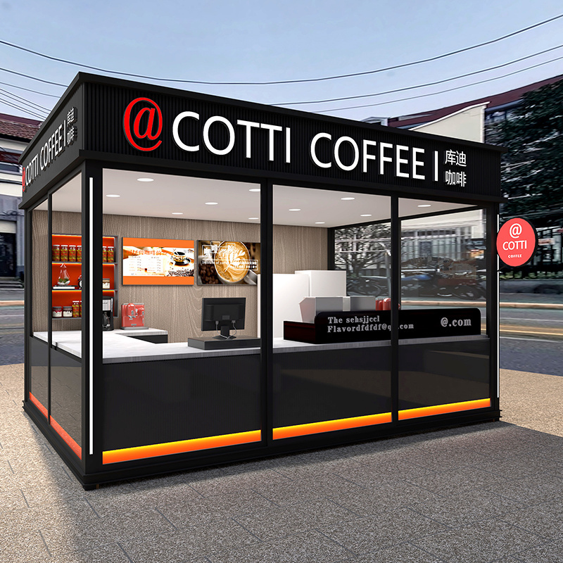 Coffee Kiosk Indoor Modern Drink Juice Bar Display Counter Furniture showcase Wooden Mobile Food Kiosk For Shopping Mall