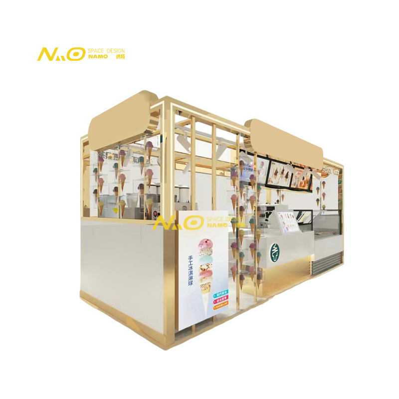 Hot sale retailer fixtures glass display cabinet drinks kiosk food mall kiosk design ideas for sale