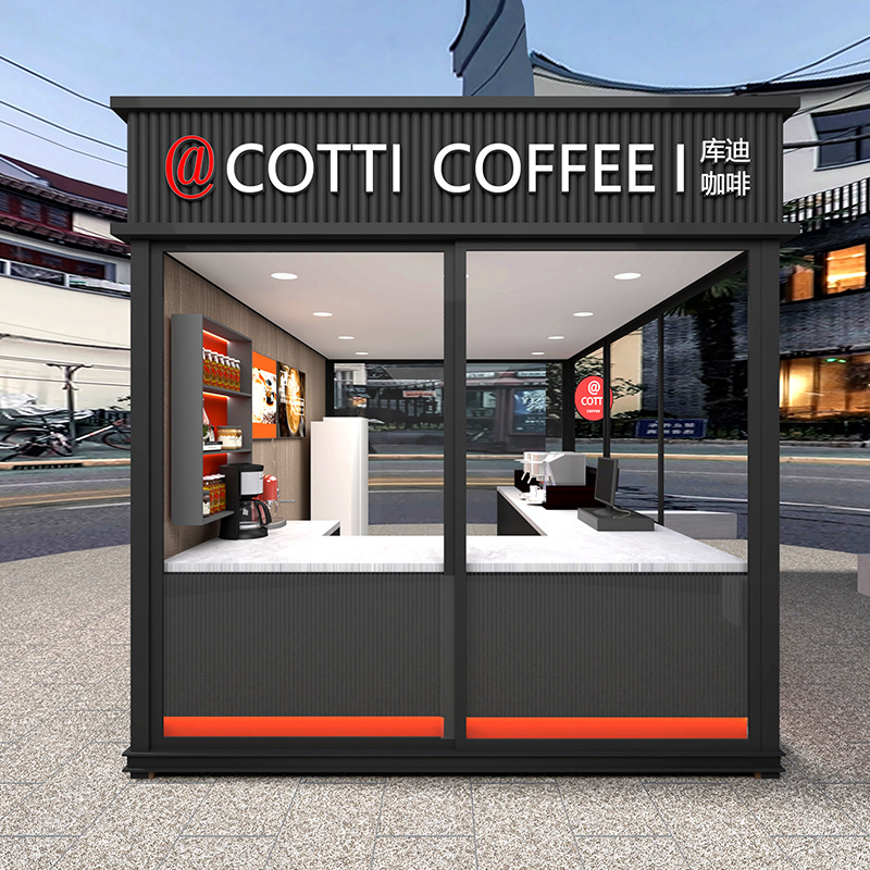 Coffee Kiosk Indoor Modern Drink Juice Bar Display Counter Furniture showcase Wooden Mobile Food Kiosk For Shopping Mall