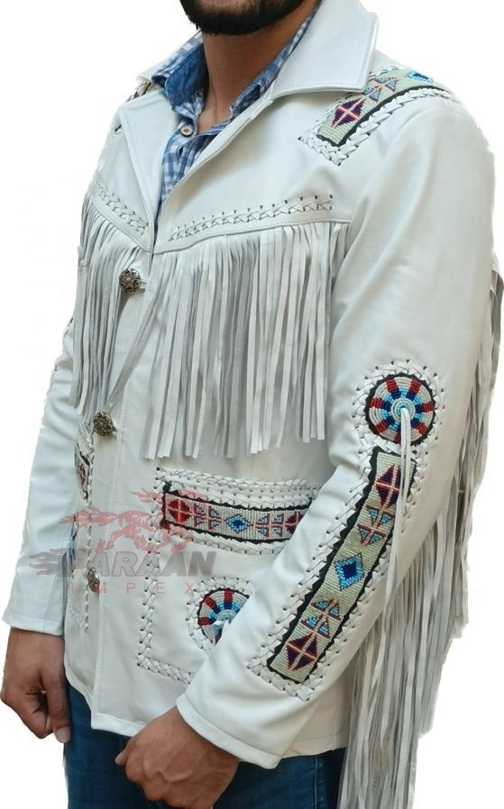 Western Cowboy Jacket Original Cowhide American Indian Fringes Western Wear Men and Woman Genuine Leather Safari Fringes Jacket