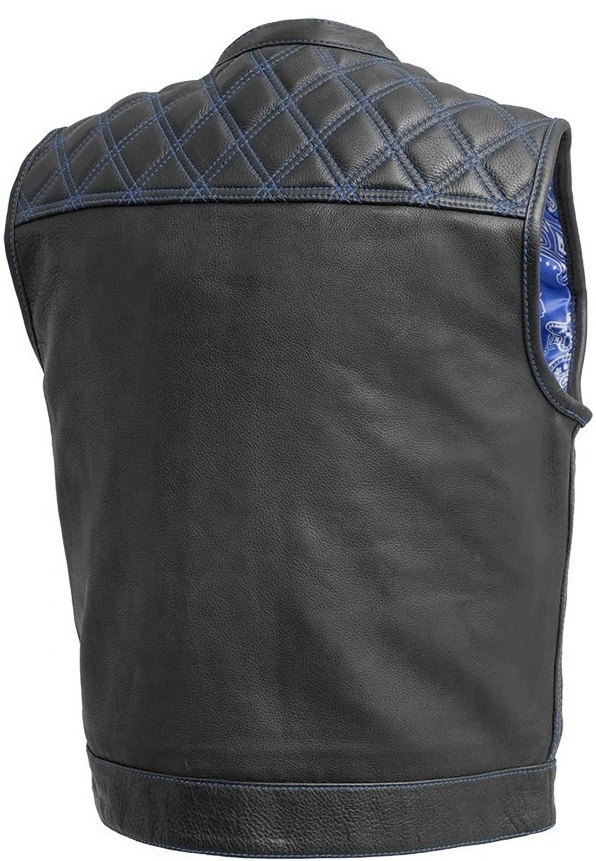 Club Style Men Black Blue Cowboy Vest Light Brown Leather Biker Vest Motorcycle Motor Bike Vest