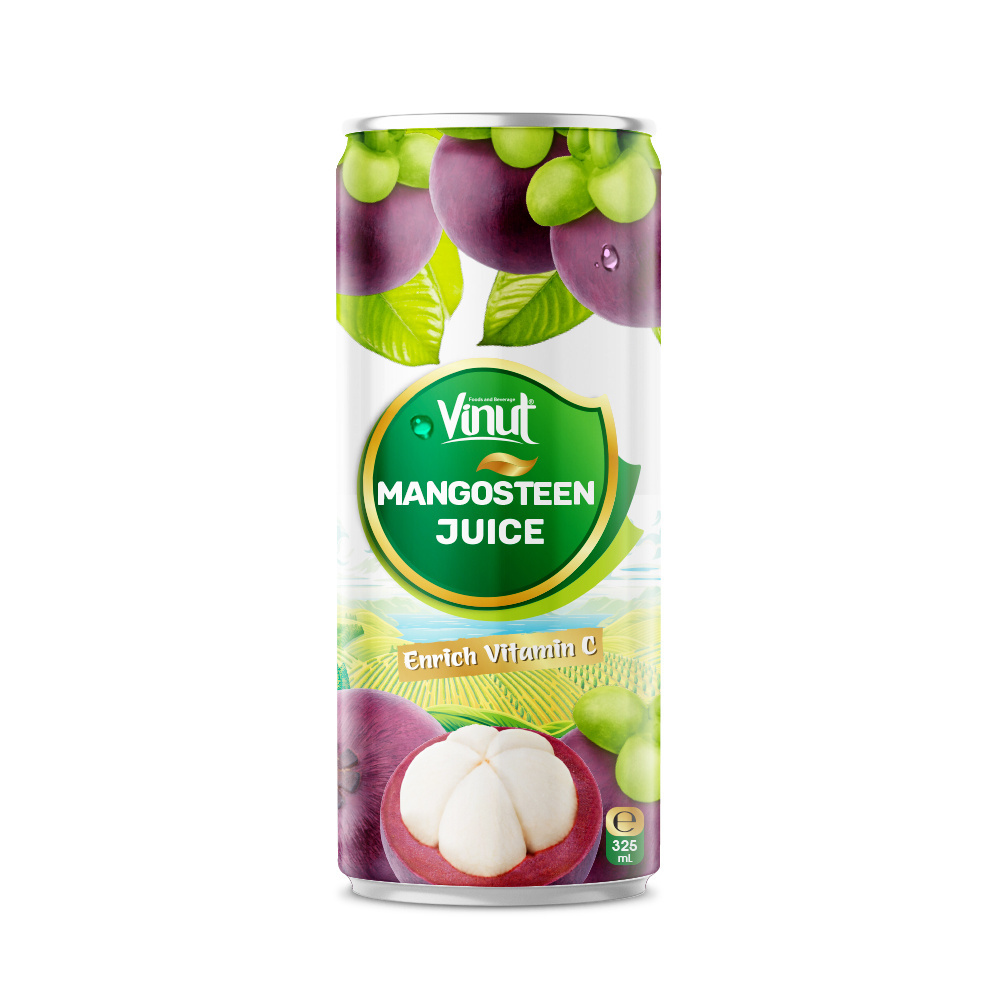 Vietnam Fresh Squeezed 100% Mangosteen Juice with Certification Fruit Juice 330ml Cans