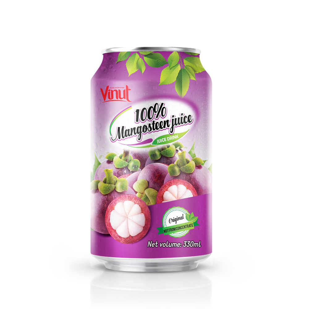 Vietnam Fresh Squeezed 100% Mangosteen Juice with Certification Fruit Juice 330ml Cans