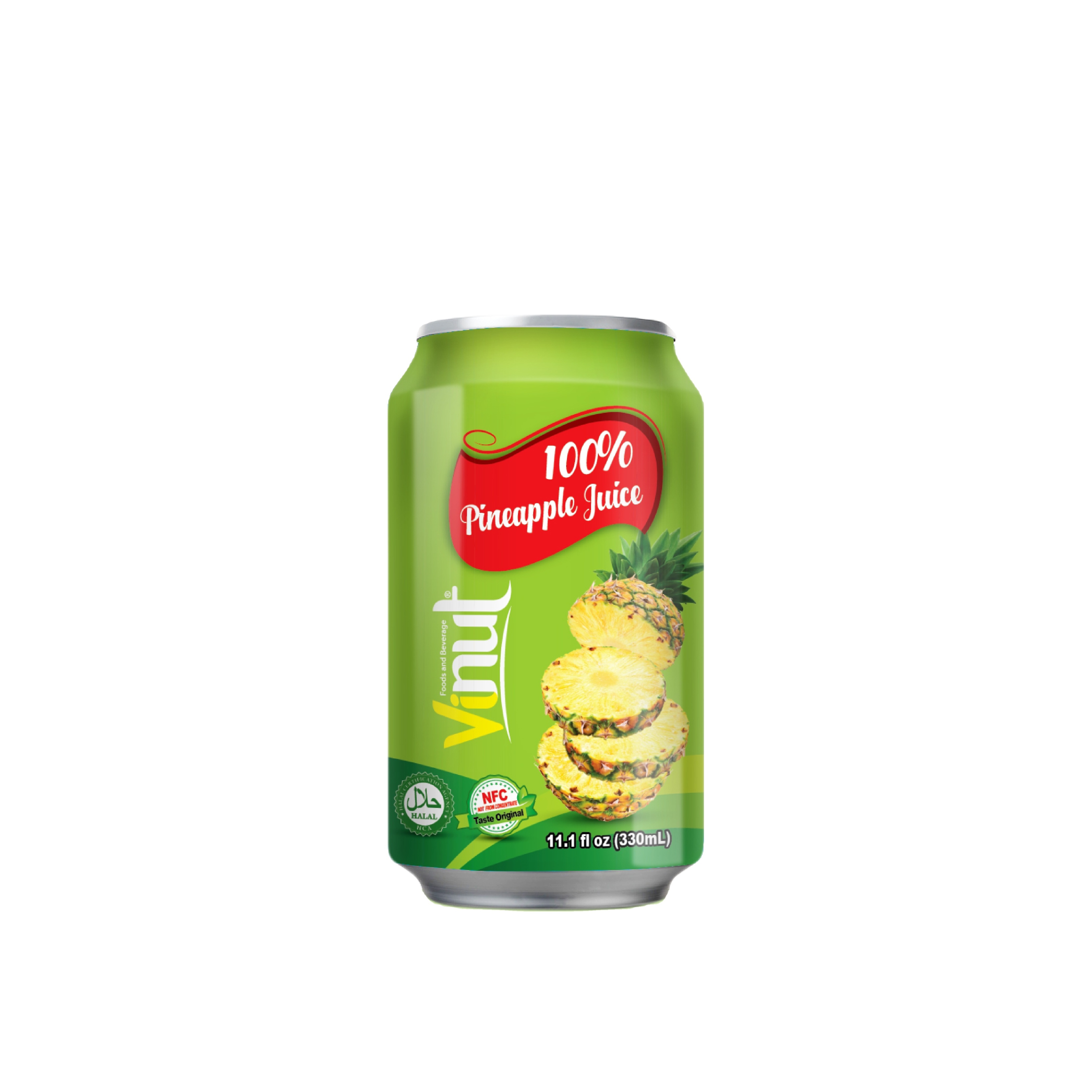 Hot drink Vinut 330ml 100% Pineapple juice never from concentrate (NFC juice) from a factory Viet Nam (OEM, ODM)