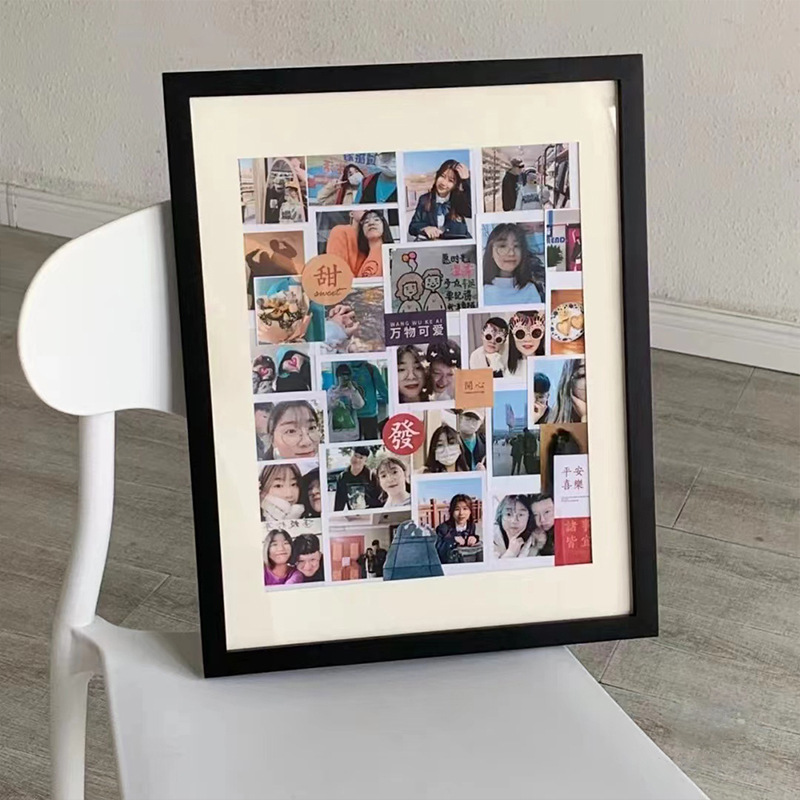 Big Size Eco-friendly Material 40CM*50CM Wooden Frame for Family Baby Pictures Puzzle Display Acrylic Window Wall Photo Frame