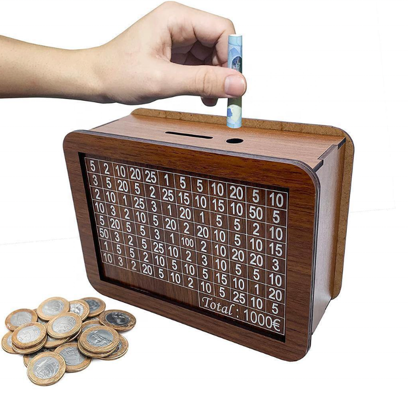 New Arrival Creative Coin cash storage Money Safe Box with Counter Wooden Piggy Bank Money Saving Box for Kids