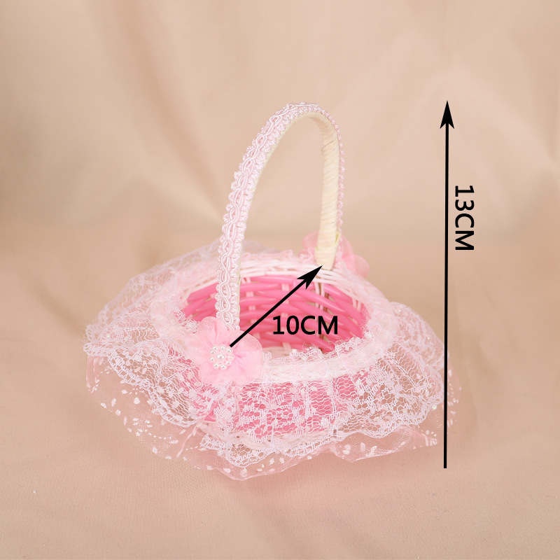 Wholesale Plastic Storage Baskets with Bow and Lace for Gift Christmas Easter Holiday Wedding Decorations Flower Girl Basket